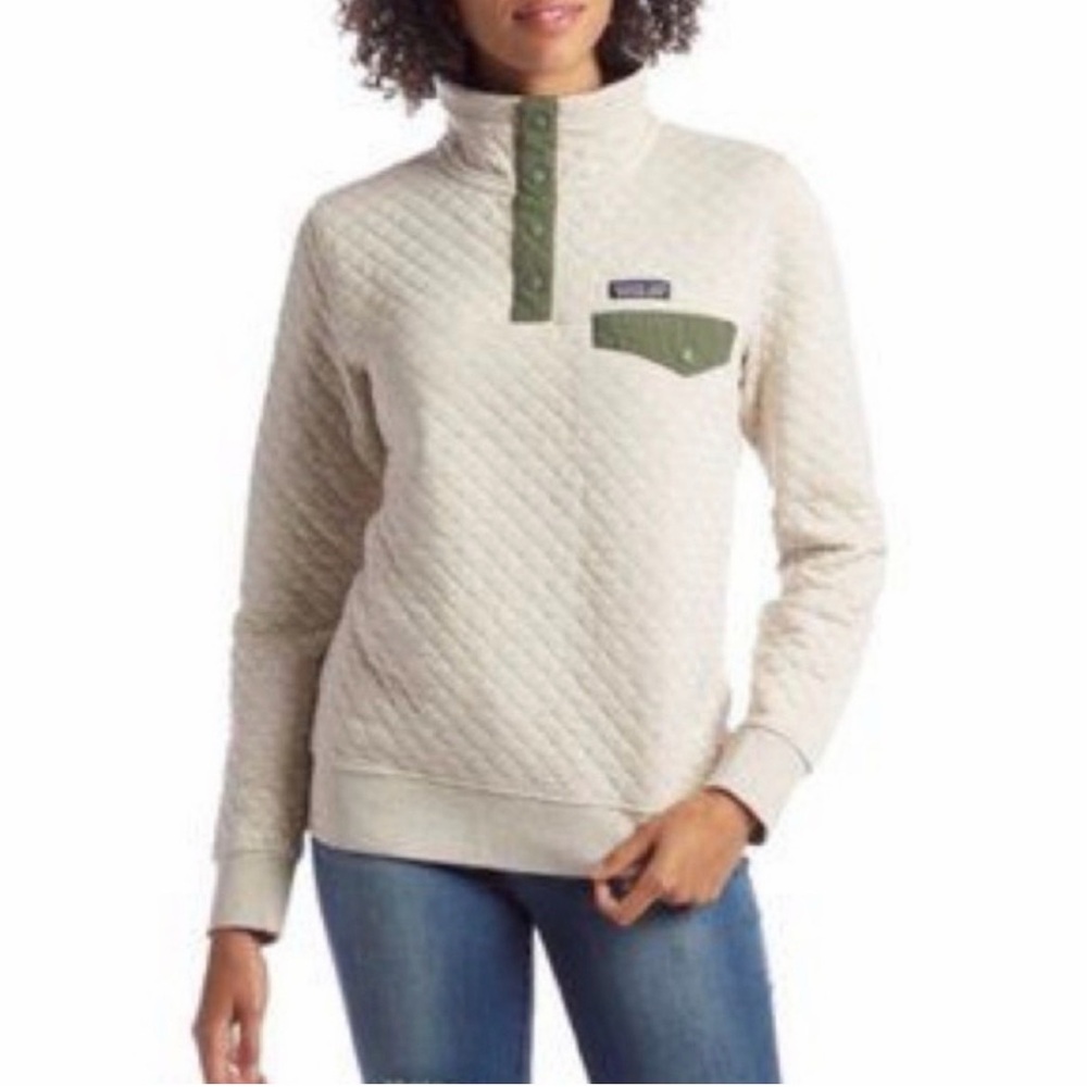 Patagonia Cream & green Quilted Pullover